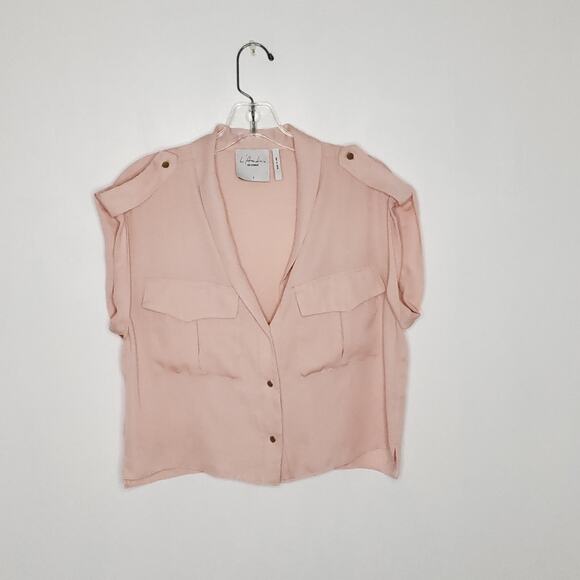 L'Academie The Safari Crop Top Blouse Blush Small - Picture 16 of 16